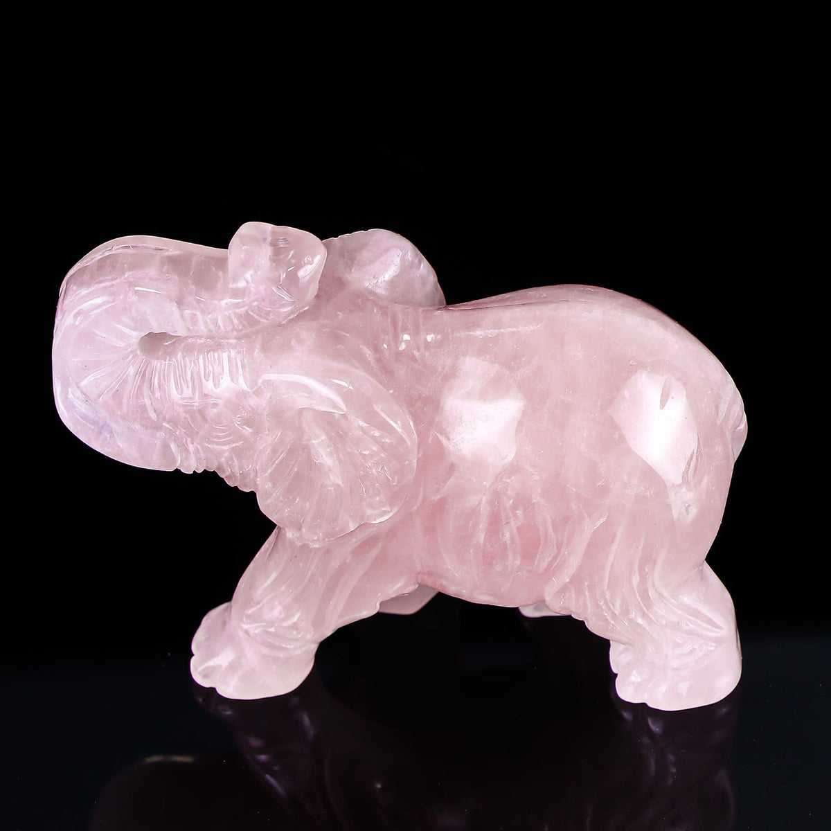 Hxswkk 2.5in Hand Carved Rose Quartz Crystal Elephant Statue - Healing Craft Home Office Decor & Gifts