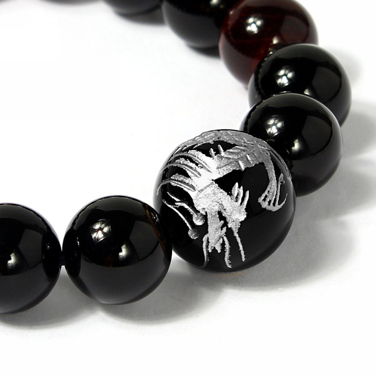 Merdia Men's Tiger Eye Stone Elastic Bead Bracelet with Loong Pattern Bead | Mens Jewelry | Loong Bracelet for Men | Mens Bracelet | Beaded Bracelet | Tiger Eye Bracelet Men | Crystal Bracelet