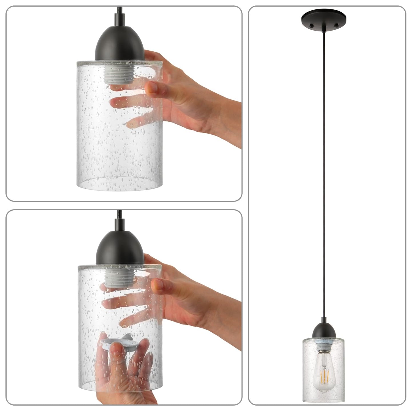 SIXZOONM Small Pendant Light Kit - ORB, DIY Make Farmhouse & Modern Kitchen Island Pendant Lights, Hanging Light Fixtures Ceiling Mount, Adjustable Height, 1 Pack（Shade and Bulb Not Included）