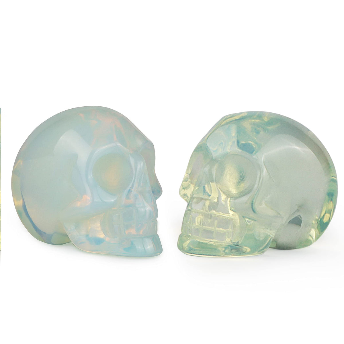 Artistone 2.0" Opalite Crystal Skull Head Decor Statue Crystals and Healing Stones,Carved Skull Halloween Decor Figurine Collectible Reiki Sculpture for Kitchen,Home,Art Room