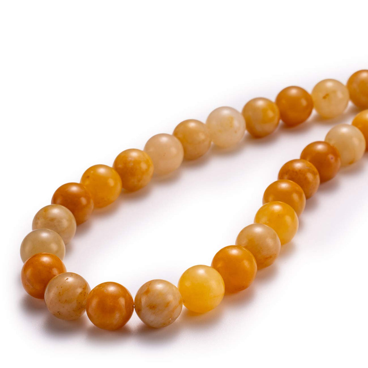 BEADIA Natural Yellow Jade Stone Round Loose Semi Gemstone Beads for Jewelry Making 10MM 38PCS