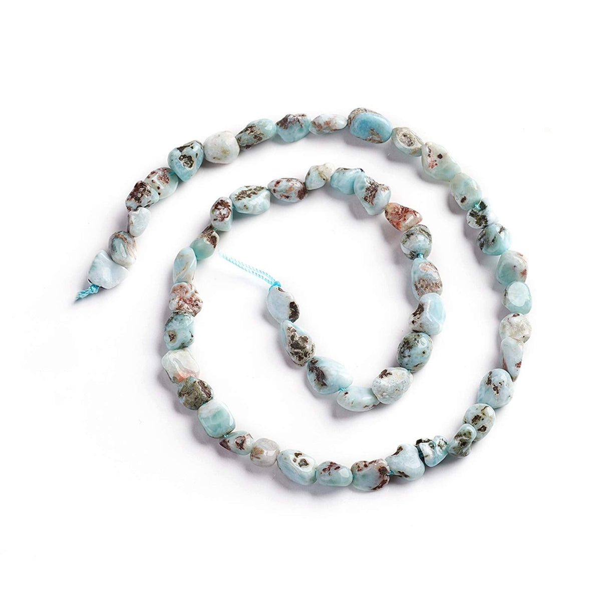Fashewelry 48Pcs Irregular Natural Larimar Beads Nugget Tumbled Chakra Gemstone Beads Crystal Healing Drilled Loose Beads 6.5~9.5x5.5-7.5mm for Earring Bracelet Necklace Jewelry Making