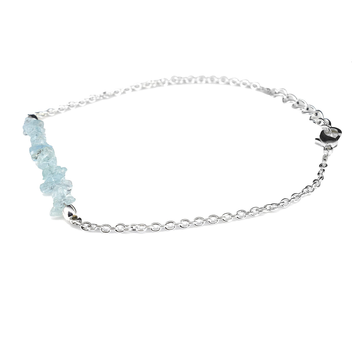 Gempires Natural Gemstone Chip Bar Bracelet for Women, Crystal Healing Bracelet, Multiple Gemstone Options, Adjustable Yellow Gold Plated Chain (7” + 1” Extender), Dainty Stackable Jewelry Gift for Her (Aquamarine)