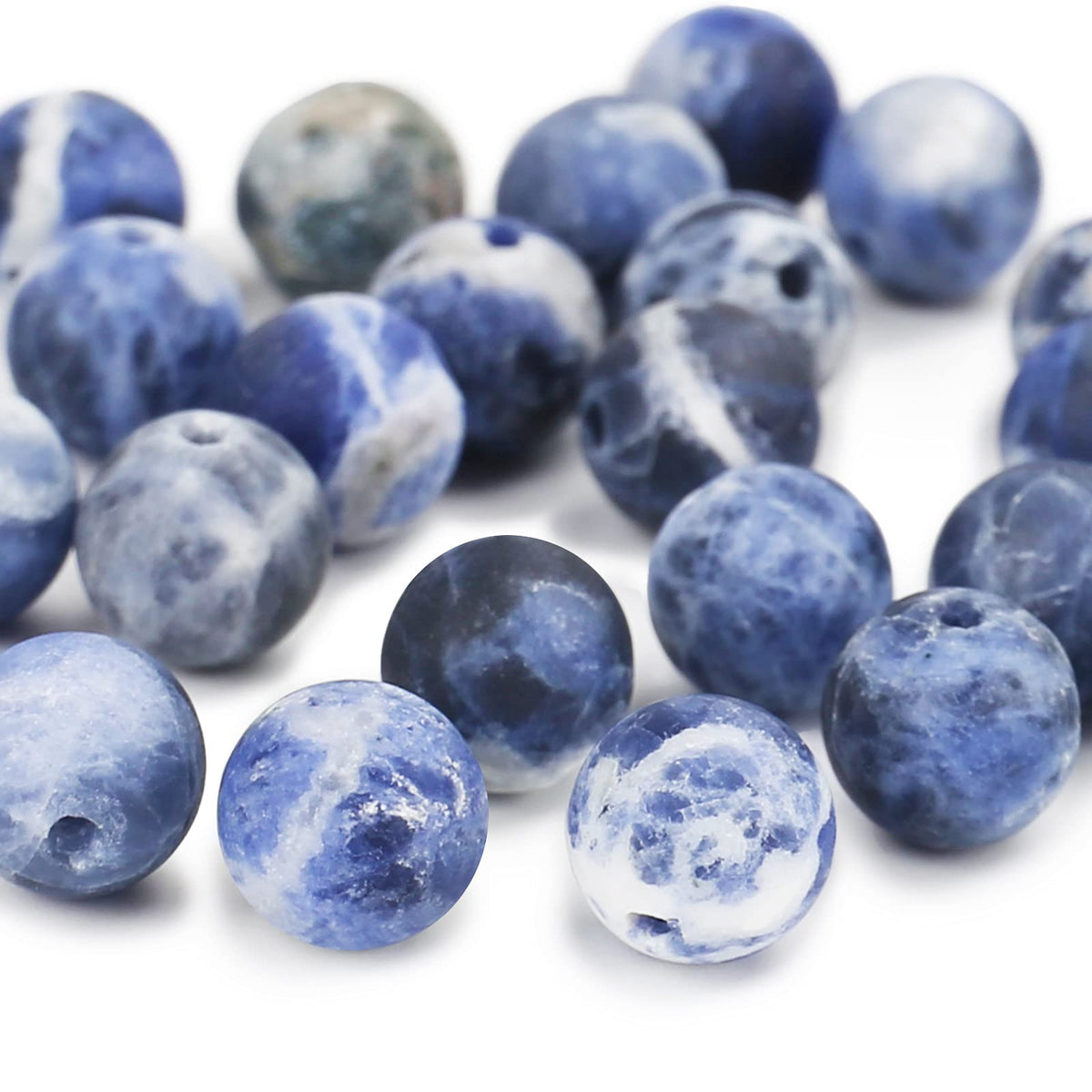 Natural Matte Blue Sodalite Beads, 6MM Round Frosted Unpolished Loose Gemstone Beads for Bracelet Necklace Jewelry Making, Energy Stone Healing Power with Stretch Beading Cord