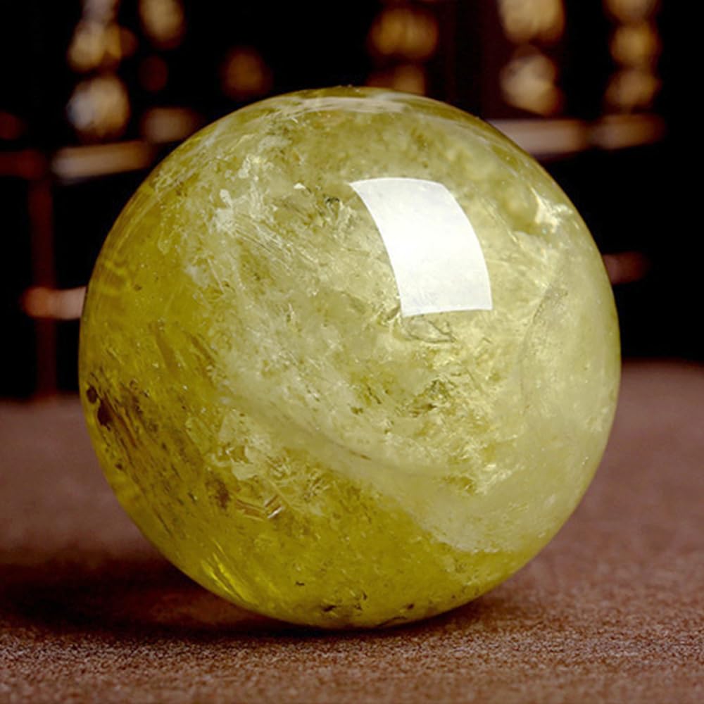 AierCrystal 6-7cm/2.36-2.75inch Citrine Ball Polished Natural Yellow Crystal Sphere Decorative Sphere Healing Crystals Ball Healing Stone Crafts Home Decor Ornament Gifts (Citrine 60-70mm)