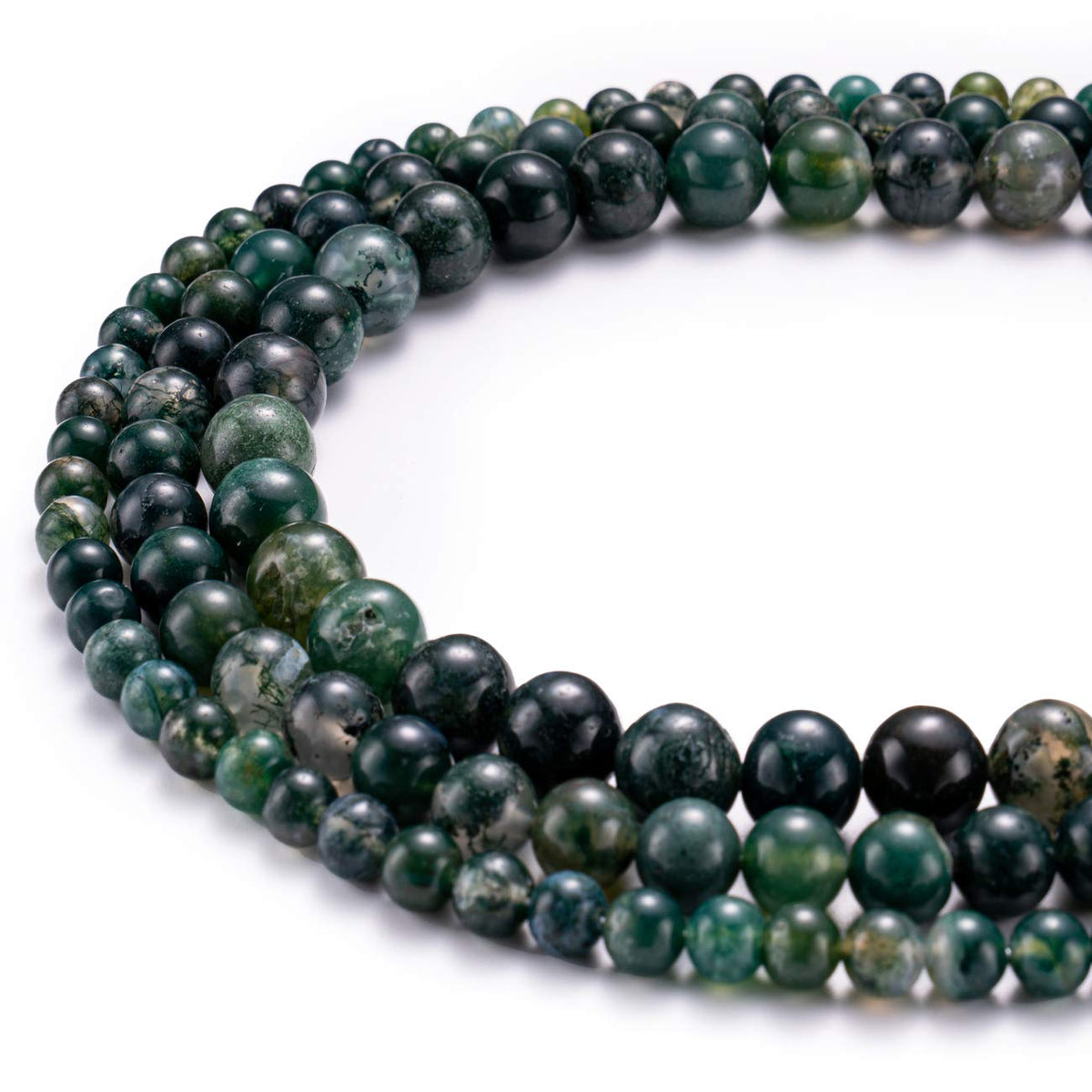 BEADIA Natural Moss Agate Stone Round Loose Semi Gemstone Beads for Jewelry Making 6MM 61PCS