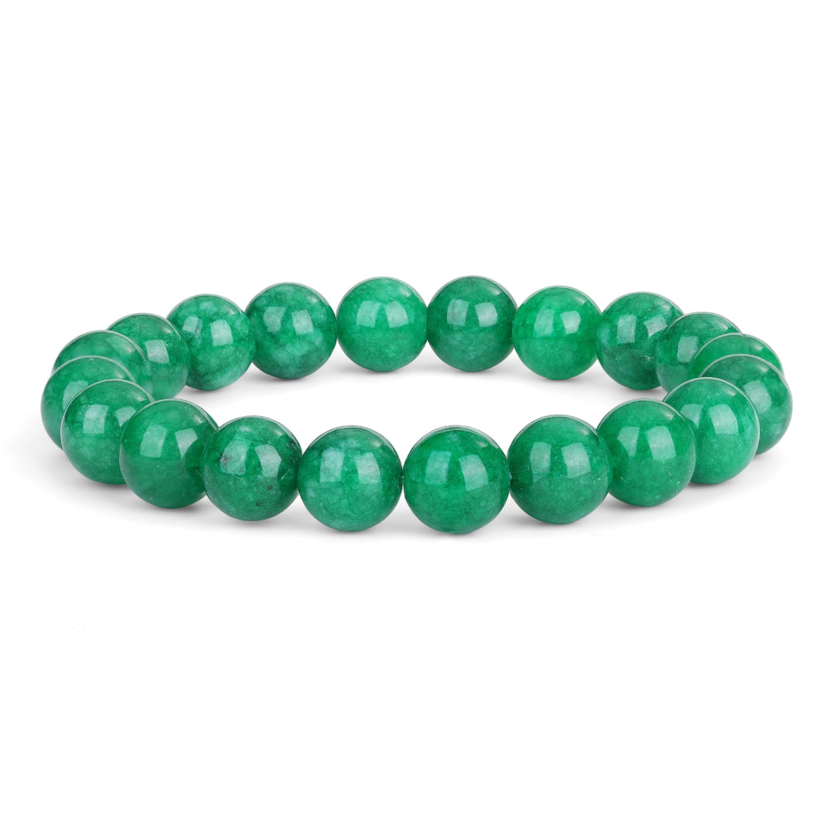 Green Jade Bracelet for Women | Natural Real Jade Crystal Beaded Stretch Bracelet 10mm | Gift for Her Luck Prosperity Healing Gemstone Jewelry