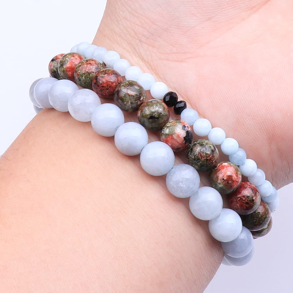UEUC Tree of Life Yoga Healing Stone Bracelets, Multilayer Lotus Chakra Stone Reiki Bracelet Sets, Anxiety Crystal Natural Stone,for Women Stress Relief(#70)