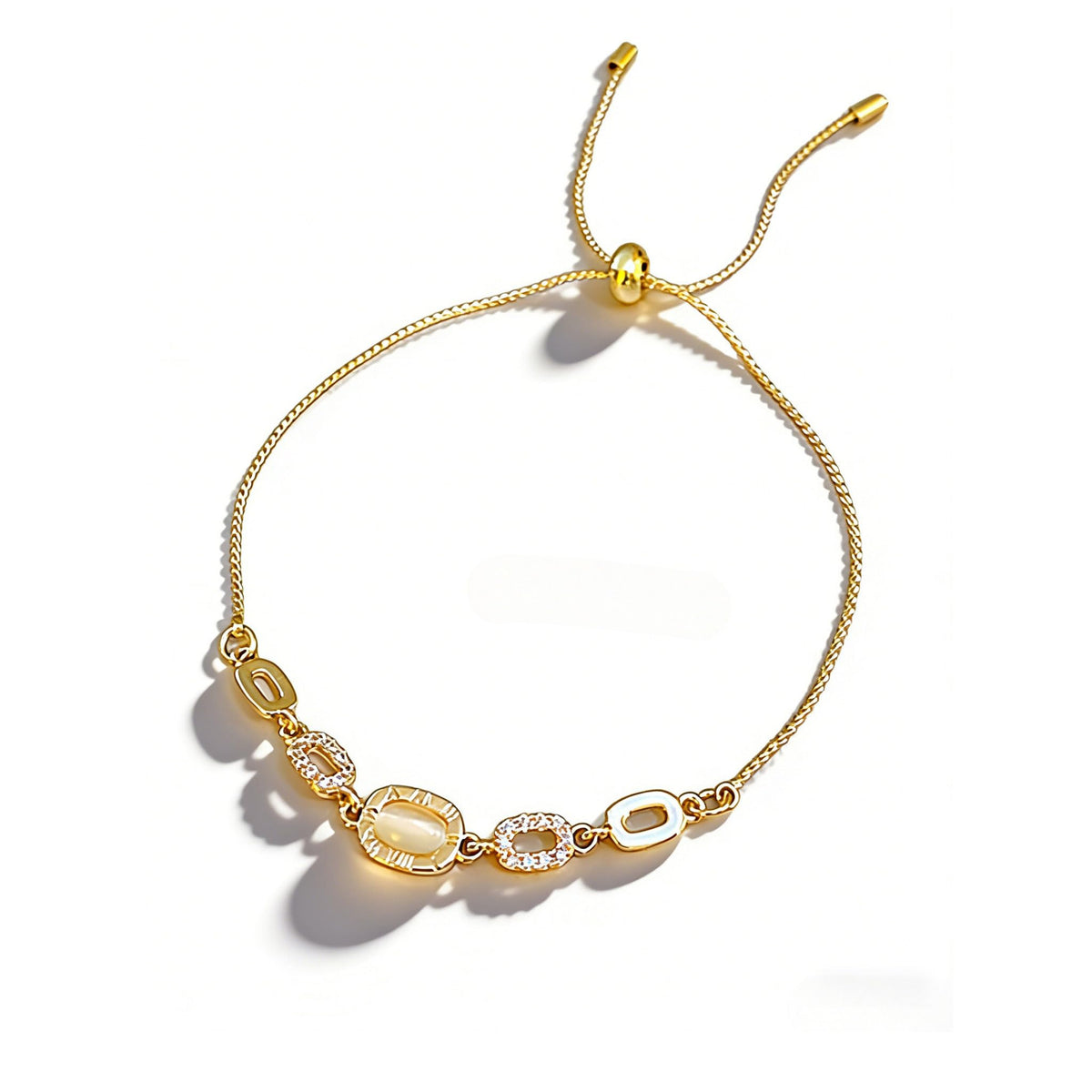 Women's Link Bracelets Dainty Adjustable Bracelets for Women Rhinestone Wedding Jewelry Yellow Gold
