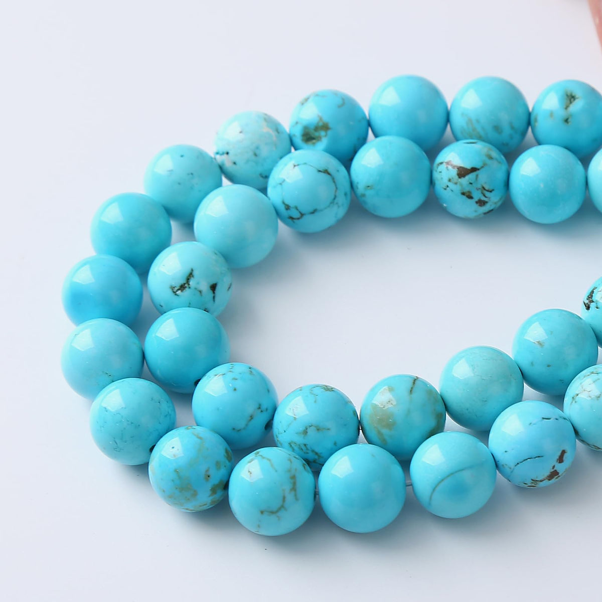 ZXYMLZI 12mm 32pcs AAA Grade Natural Blue Turquoise Round Loose Beads for Jewelry Making DIY Bracelet Necklace Accessories