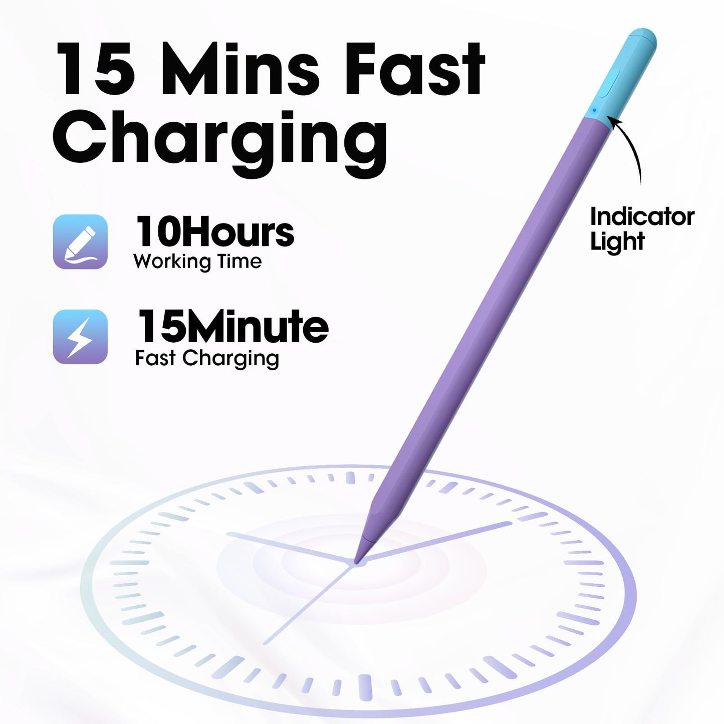Stylus Pen for iPad 6th-11th Gen - 4X USB-C Fast Charge Pencil with 4 Replacement Nibs &0.1mm Pixel Precision, Magnetic Active Stylus for iPad Pro 11"/13"/M5/M4, Air M4/M3/M2, Mini 7/6/5, Purple