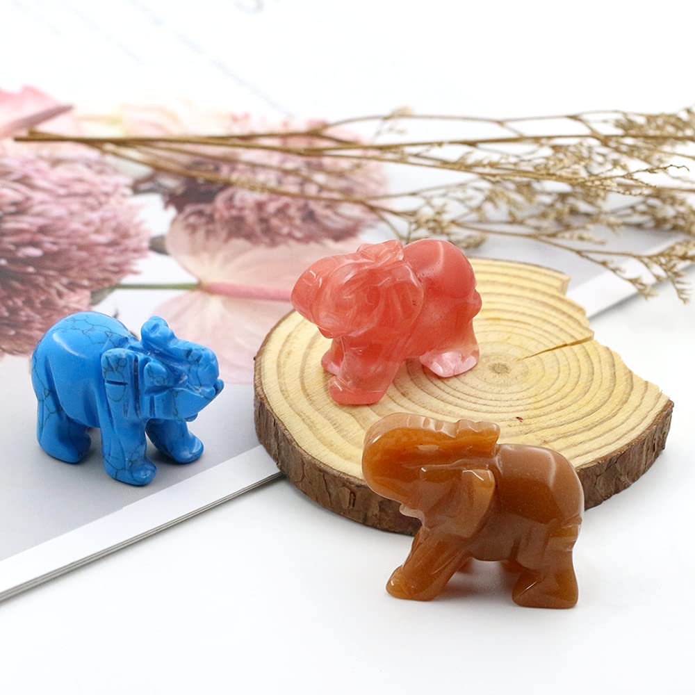 Ouubuuy Green Aventurine Crystal Elephant Pocket Guardian Figurine Elephant Statue 1.5 inch for Healing Reiki Spiritual Gift Cute Meditation Office Room Desk Decor