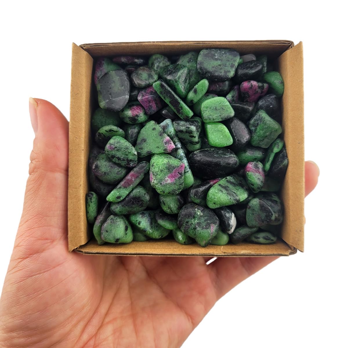 1,000 Carats Ruby in Zoisite Handpicked Tumbled Stones Crystals Chips Bulk Pocket Stones for Healing, Reiki, Meditation, Witchcraft and Home Decorations (Ruby in Zoisite)