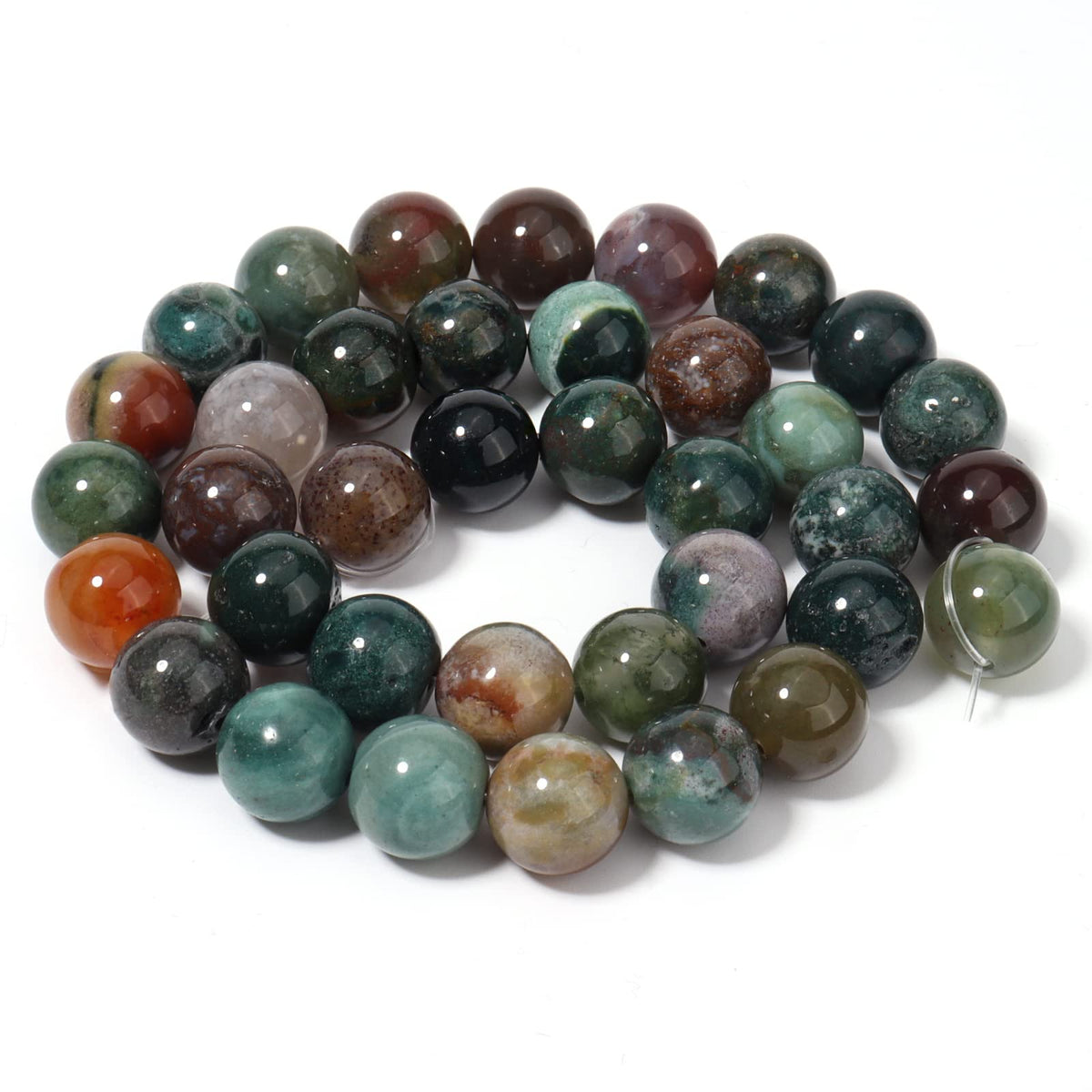 60pcs 6mm Natural Stone Beads Indian Agate Beads Energy Crystal Healing Power Gemstone for Jewelry Making, DIY Bracelet Necklace