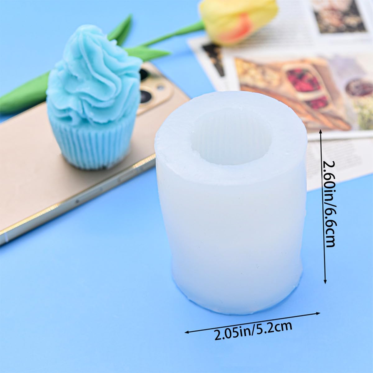 2 PCS Cupcake Shape Soap Molds Ice Cream Shape Silicone Mold Swirl 3D Silicone Candle Mold Cupcake Cookie Pastry Mould Handmade Aromatherapy Moulds for DIY Dessert Candle Soap Wax Resin Clay Craft