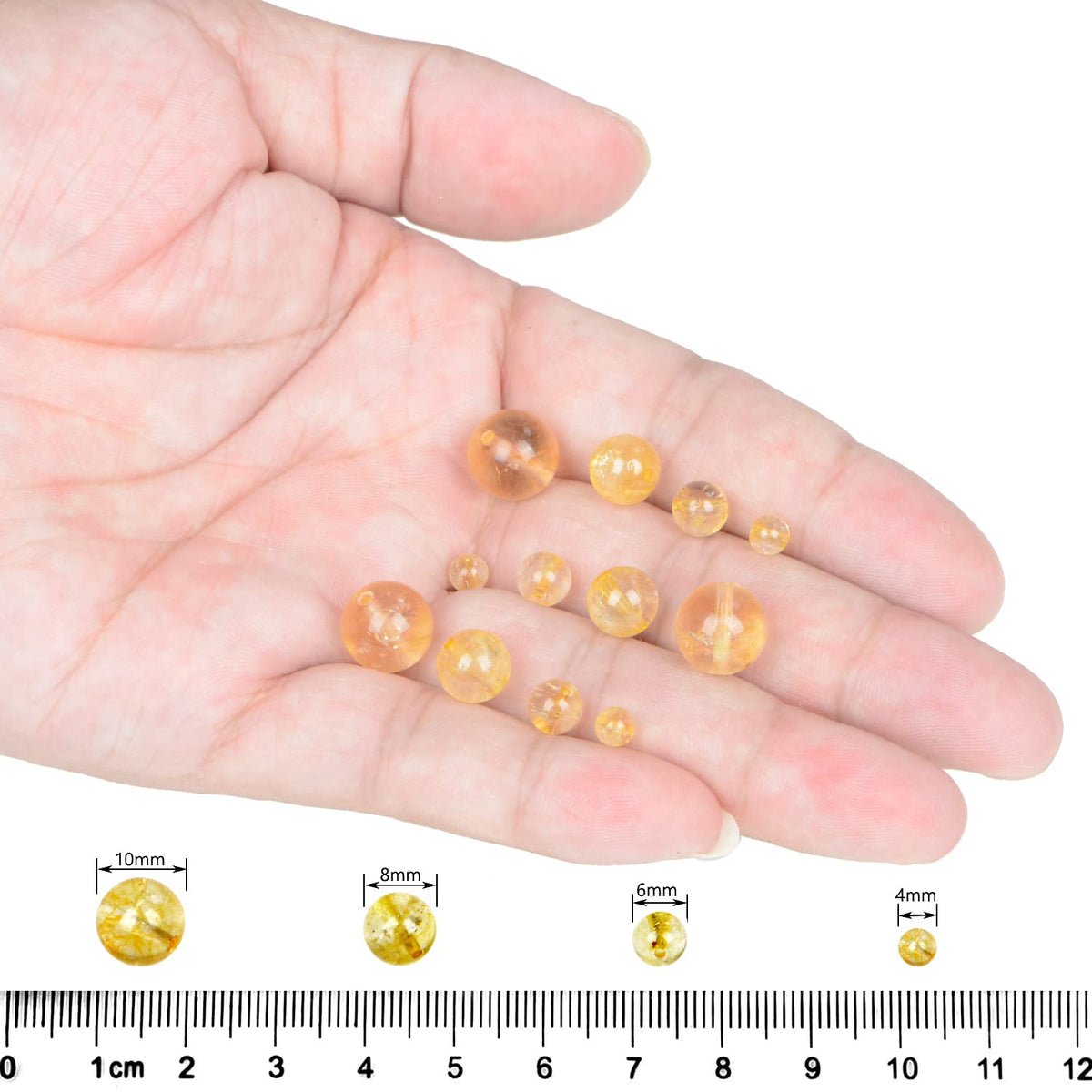 AD Beads Natural Gemstone Round Loose Beads 15" for Bracelet Necklace Earrings Jwelery Making Crafts DIY (10mm, Citrine Crystal)