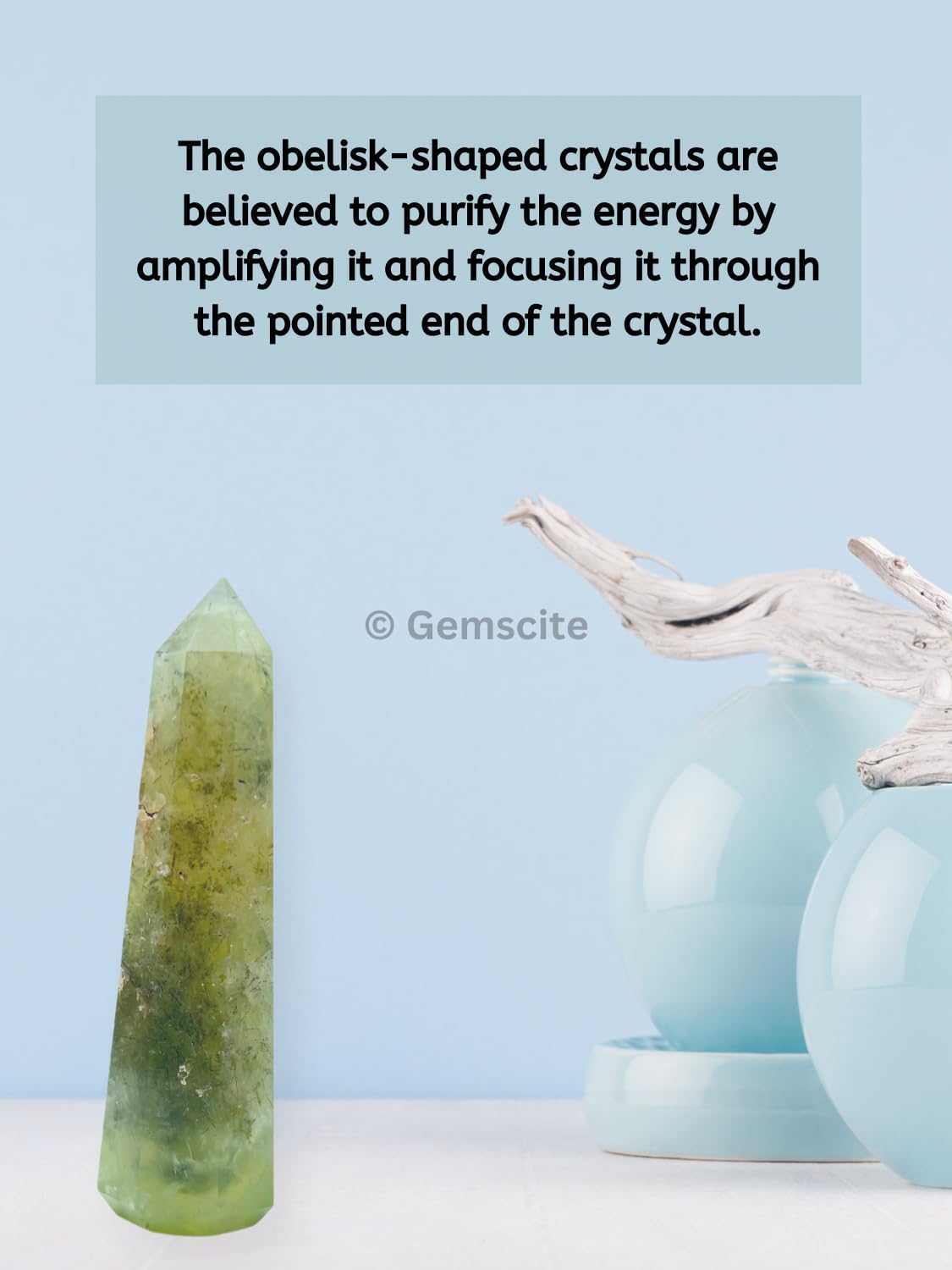 WholesaleGemShop 3 Inch Gemstones PREHNITE Obelisk Tower Jumbo Facet Aura Rock Crystal Natural Polished Earth Wand Spirit