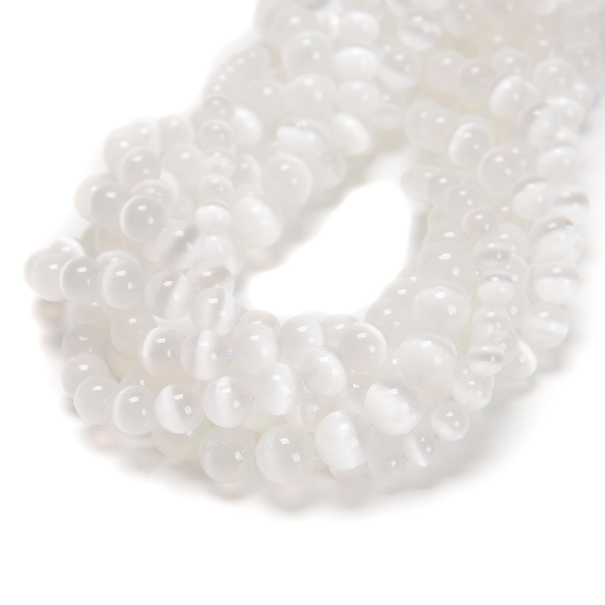 126Pcs 6mm Natural Moroccan Selenite Beads - Round Healing Crystal Beads for Jewelry Making Chakra Balancing Positive Reiki Energy Stone