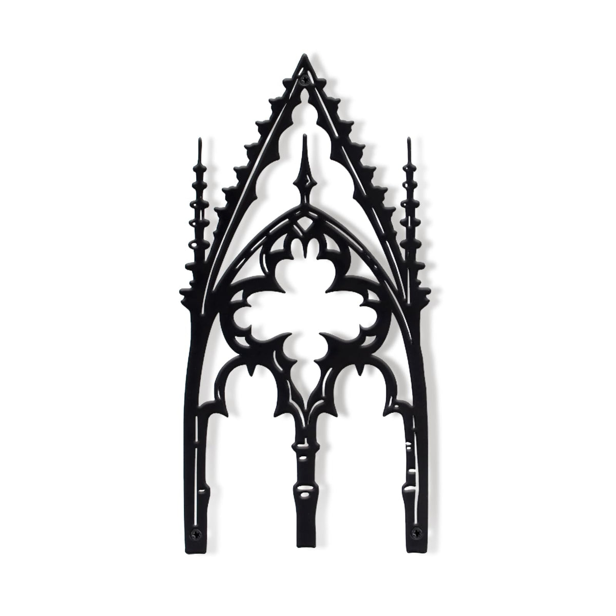 WOPARTY Gothic Cathedral Window Wall Art, Black Metal Decorative Panel, 11.8 x 5.91 Inches, Medieval Home Decor for Bedroom Living Room
