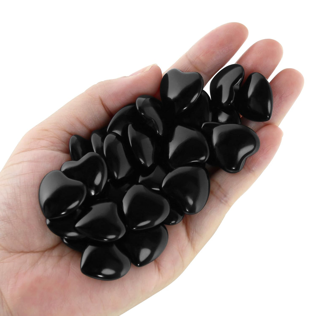 Namzi 20 Packs of Tumbled Polished Natural Black Obsidian Crystals Heart Stones, Crystals and Healing Stones Quartz Bulk for Wicca, Reiki, Healing Energy, Chakra Stones, Witchcraft Supplies