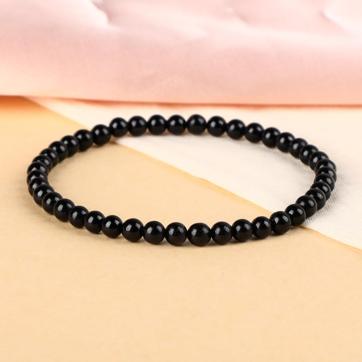 LPBeads Handmade Natural Gemstone Stretch Elastic 4m Black Tourmaline Bracelet Healing Crystal Round Stone Beads Jewelry Gifts for Women Men