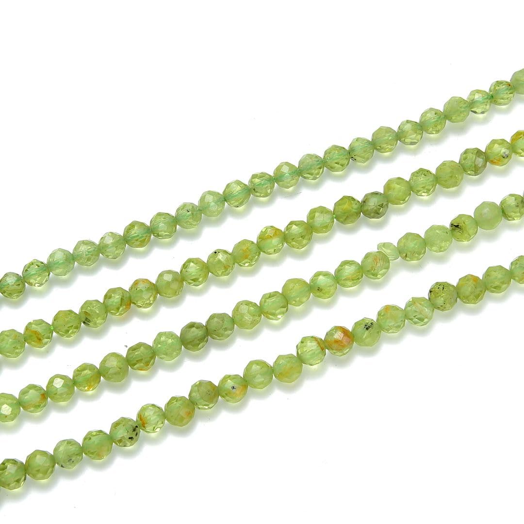 Adabele 30 Inch Natural Green Peridot Healing Gemstone 3mm (0.12 Inch) Tiny Small Faceted Round Loose Beads Stone Spacer (260-280pcs Total) for Craft Jewelry Making GK3-11