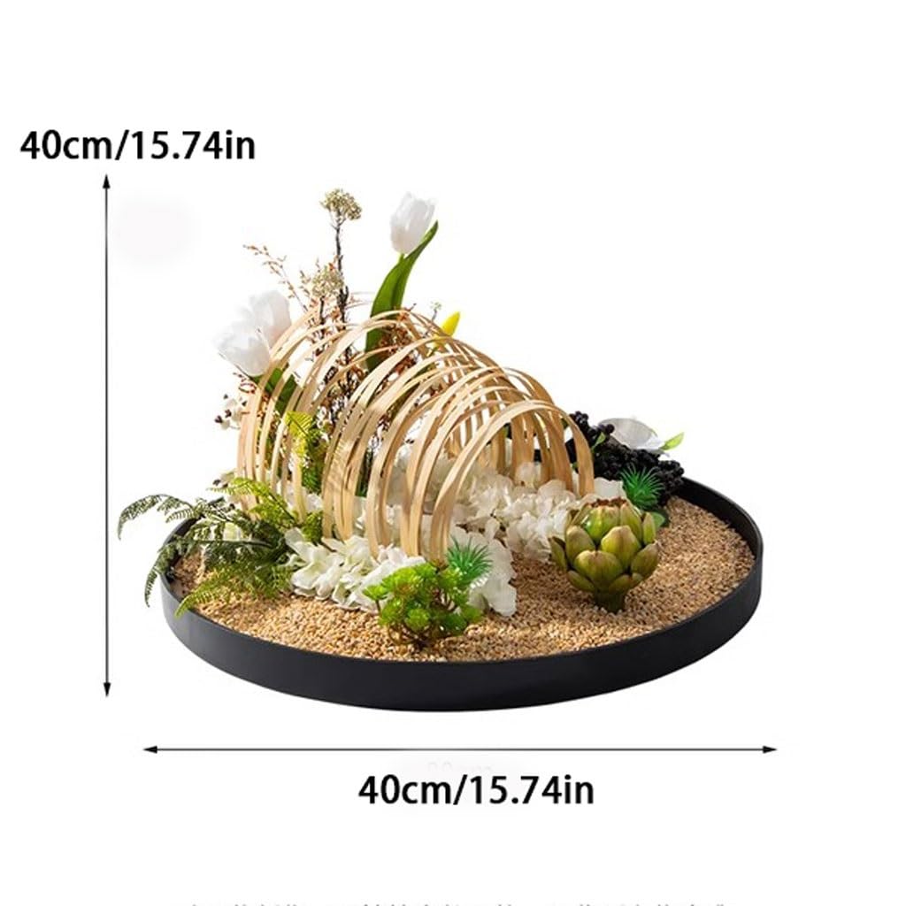 Large Round Table in The Middle of the Turntable Flower Hotel Restaurant Light Luxury Decorations Landscape Fake Plants(Small)