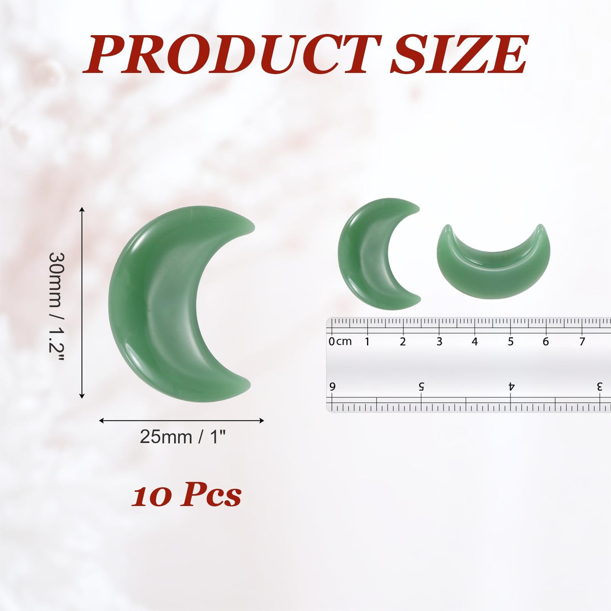 MECCANIXITY 10 Pcs Moon Crystal Worry Stone, 1.2 Inch Length Natural Light Emerald Moon Gemstone Bulk, Carved Pocket Stones for Meditation Balancing Pendant Decor