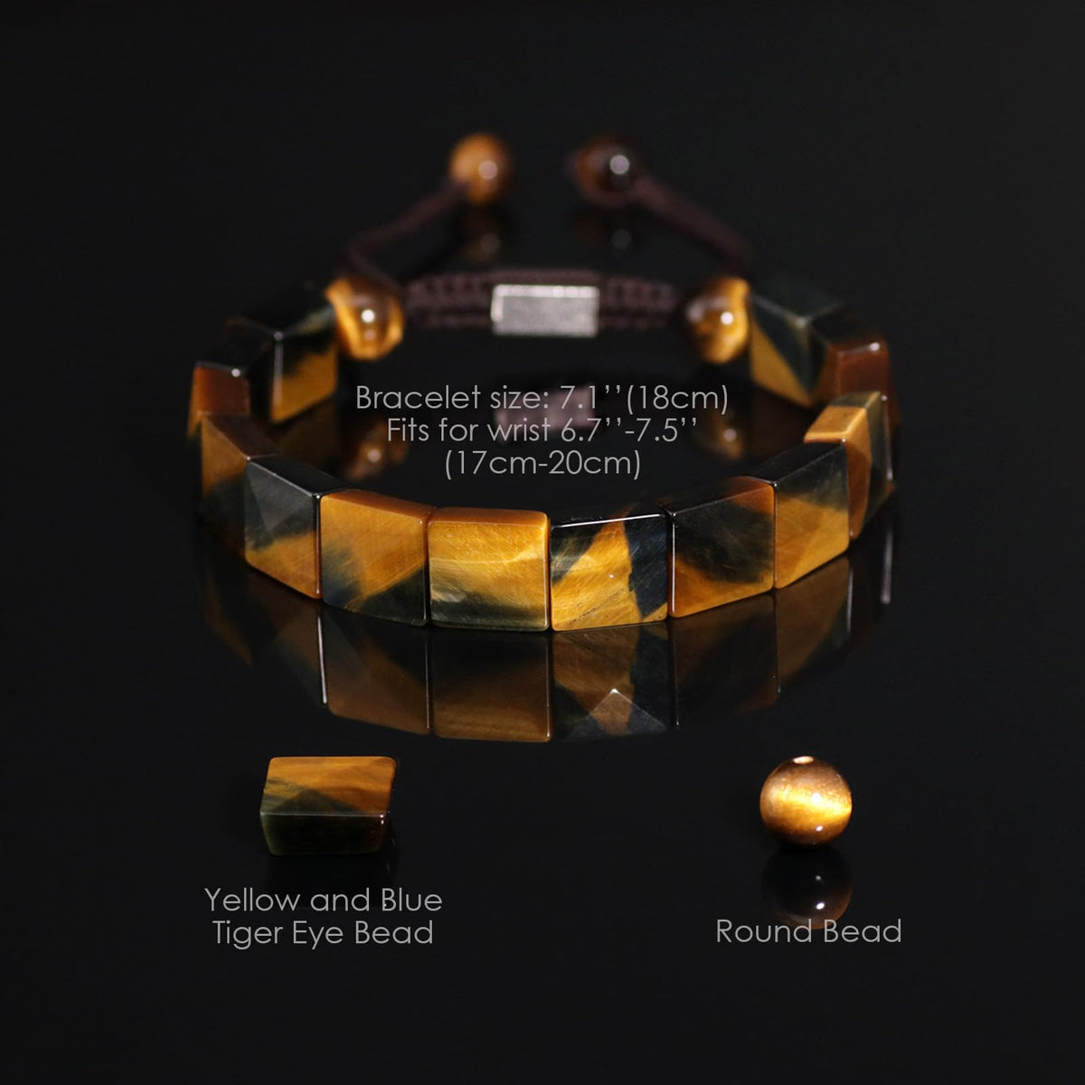 GALKCRST Tiger Eye Bracelet Men, Natural Yellow and Blue Stone Beads, Balance and Protection Tiger Eye Energy Stone, Handmade Crystal Bracelet with Premium Jewelry Box, Gift for Him