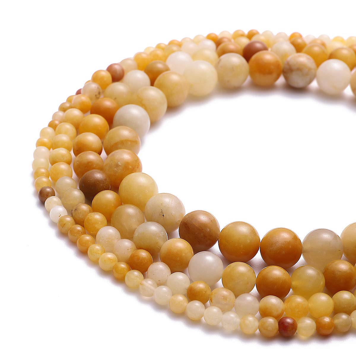BEADIA Natural Yellow Jade Stone Round Loose Semi Gemstone Beads for Jewelry Making 4MM 89PCS
