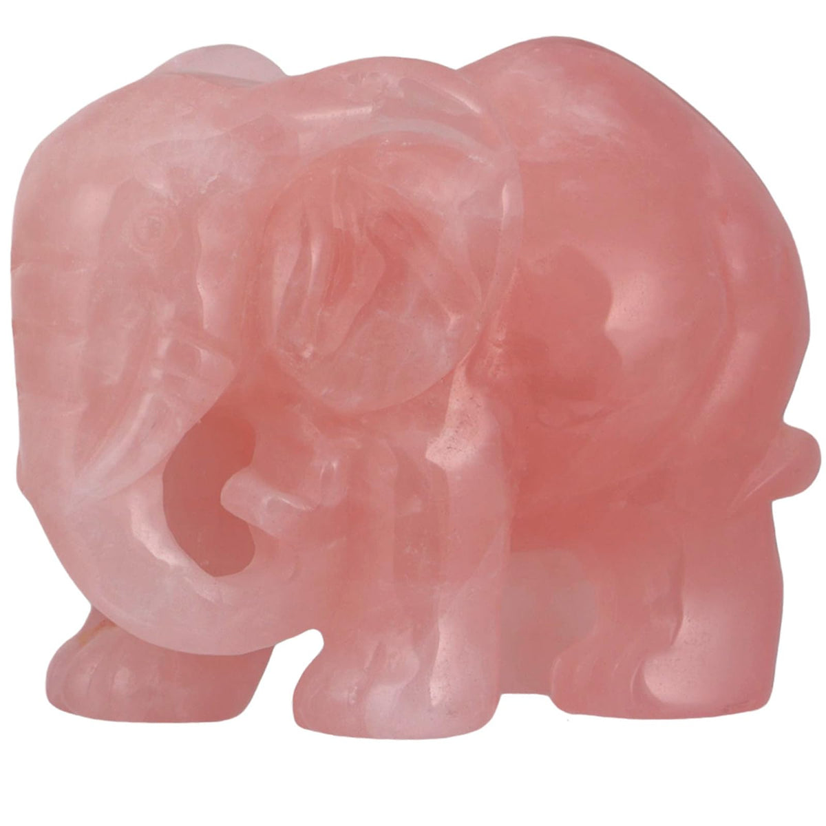 SMQ Rose Quartz Crystal Elephant Statue Decor Carved Good Lucky Pocket Small Figurine Spiritual Animal Carvings Home Office Desk Ornament Elephant Gifts for Women Adults,2"