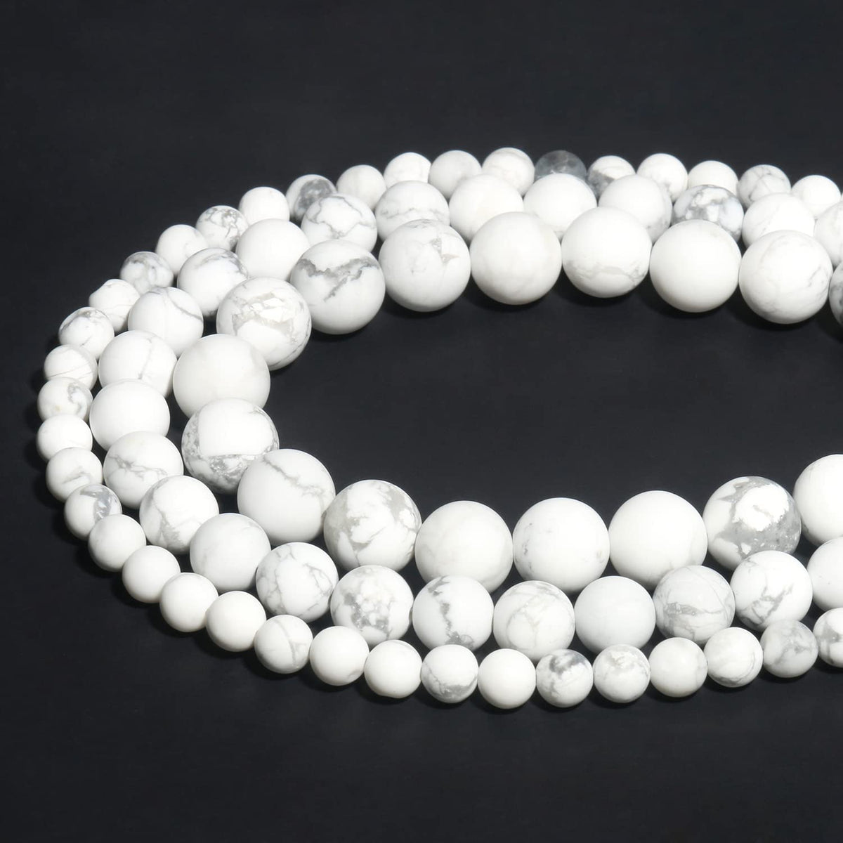 60pcs 6mm Matte Howlite Beads Natural Gemstone Beads Round Loose Beads for Jewelry Making