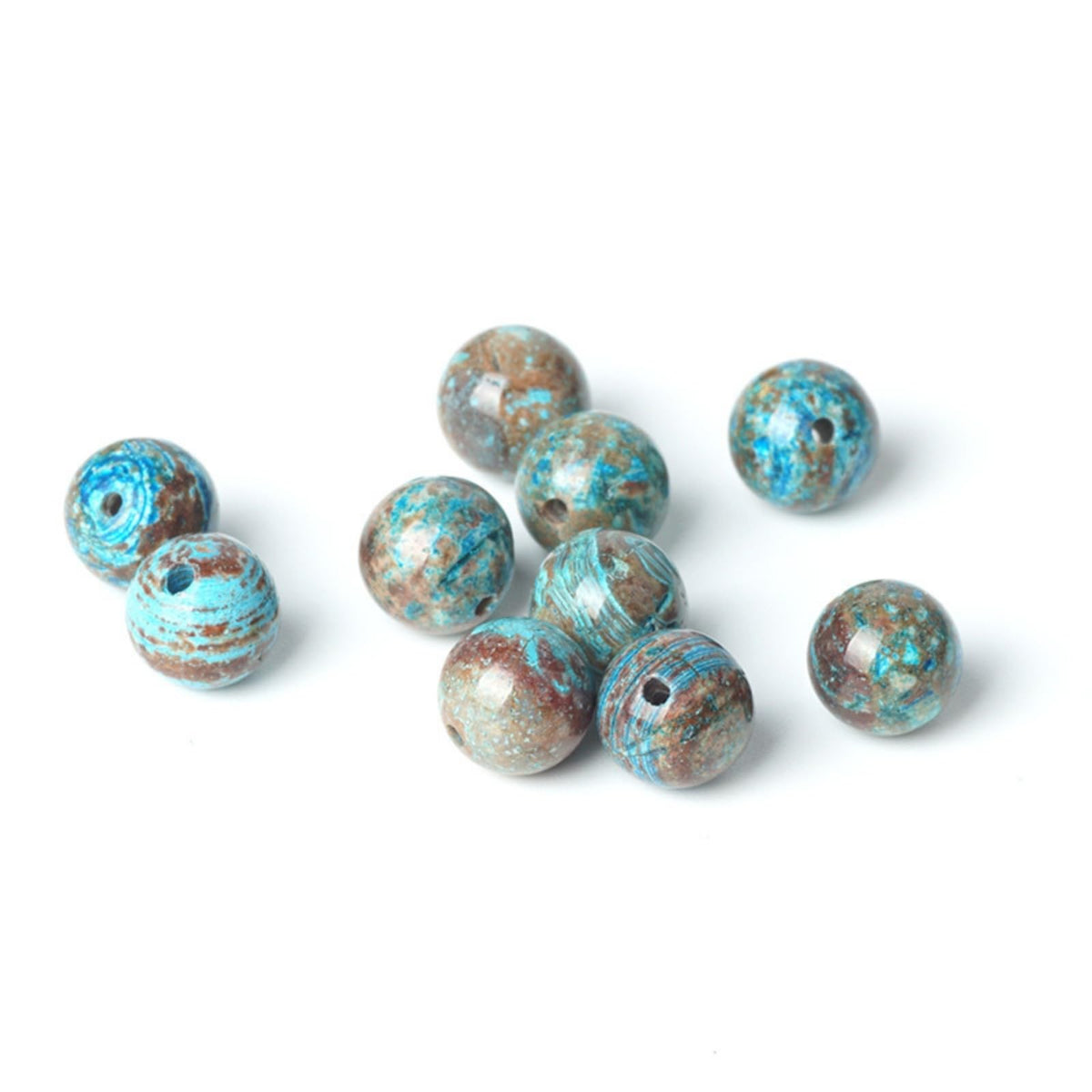 100Pcs Natural Stone 6mm Blue Pattern Agate Round Loose Gemstone Energy Healing Beads Hole Size 1mm DIY Smooth Beads for Bracelet Necklace Earrings Jewelry Making