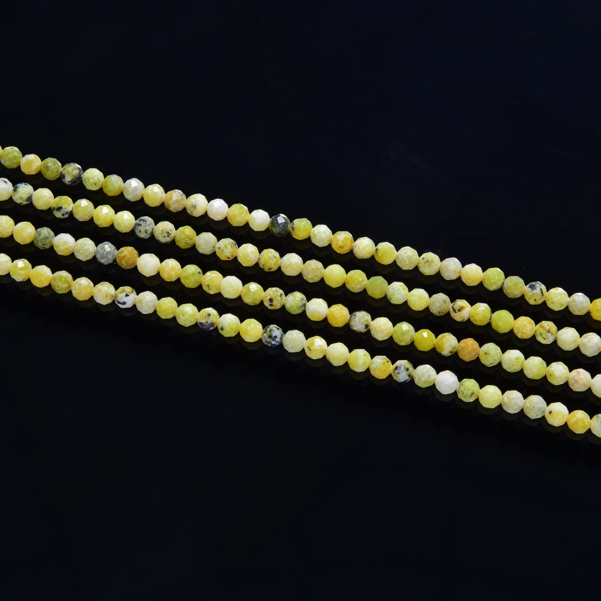 Adabele 15 Inch Natural Yellow Turquoise Healing Gemstone 3mm (0.12 Inch) Tiny Small Faceted Round Loose Beads Stone Spacer (115-125pcs) for Craft Jewelry Making GK3-17