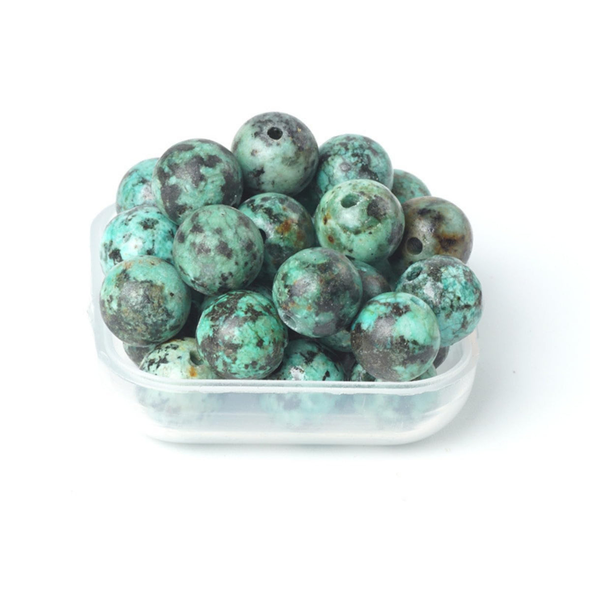 100Pcs Natural Stone 6mm African Turquoise Round Loose Gemstone Energy Healing Beads Hole Size 1mm DIY Smooth Beads for Bracelet Necklace Earrings Jewelry Making
