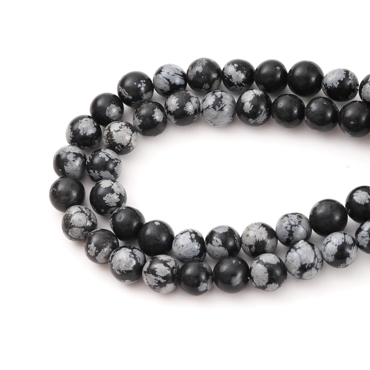 8mm 45pcs DIY Natural Black Snowflake Obsidian Stone Beads Round Healing Crystal Gemstone Loose Beads for Jewelry Making Handmade Bracelet Necklace