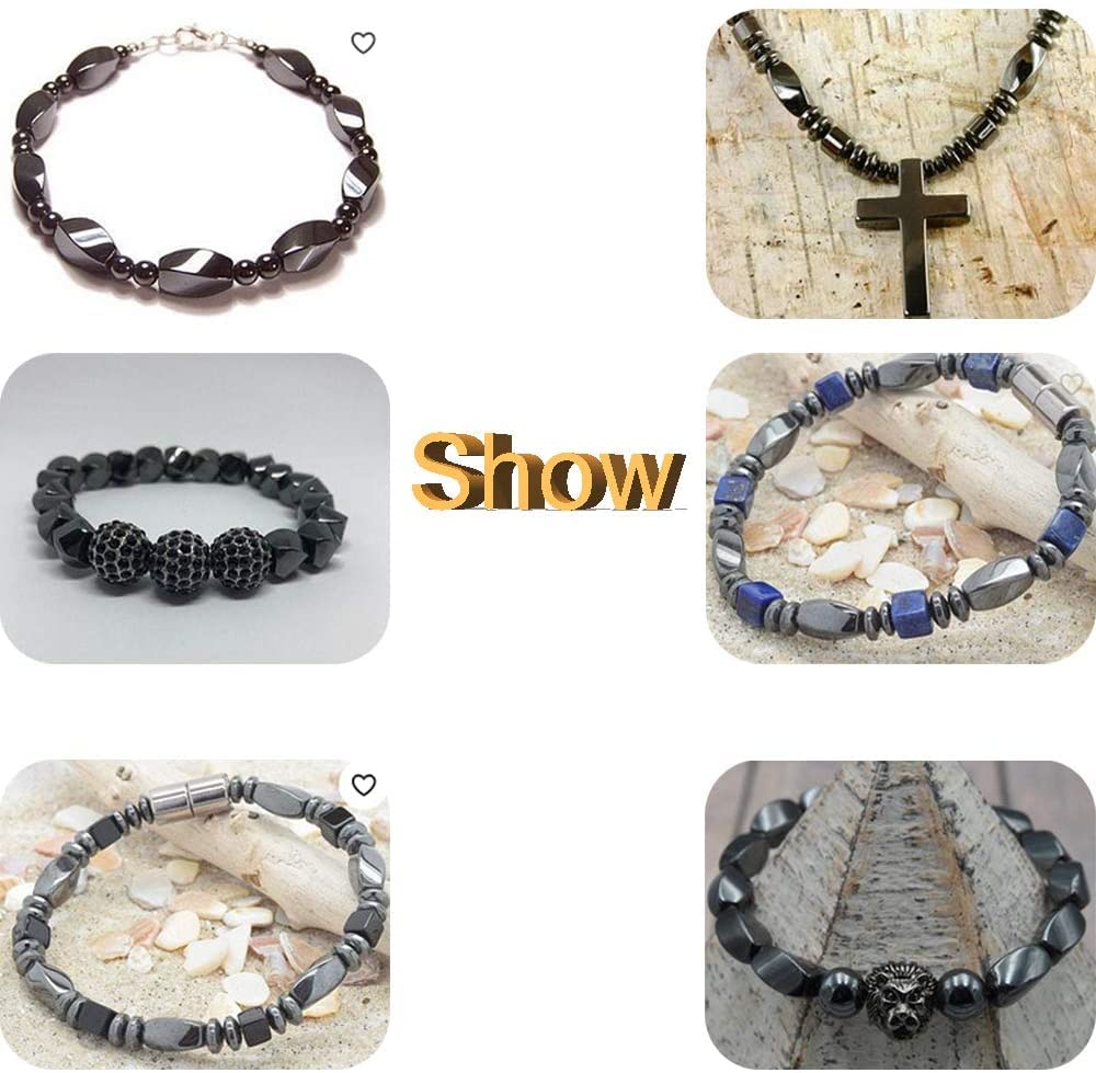 HAAMIIQII 70pcs 8mm Natural Black Hematite Loose Gemstone Beads Star Shape Spacer Stone Beads for Jewelry Making DIY Bracelets Necklaces Crafting