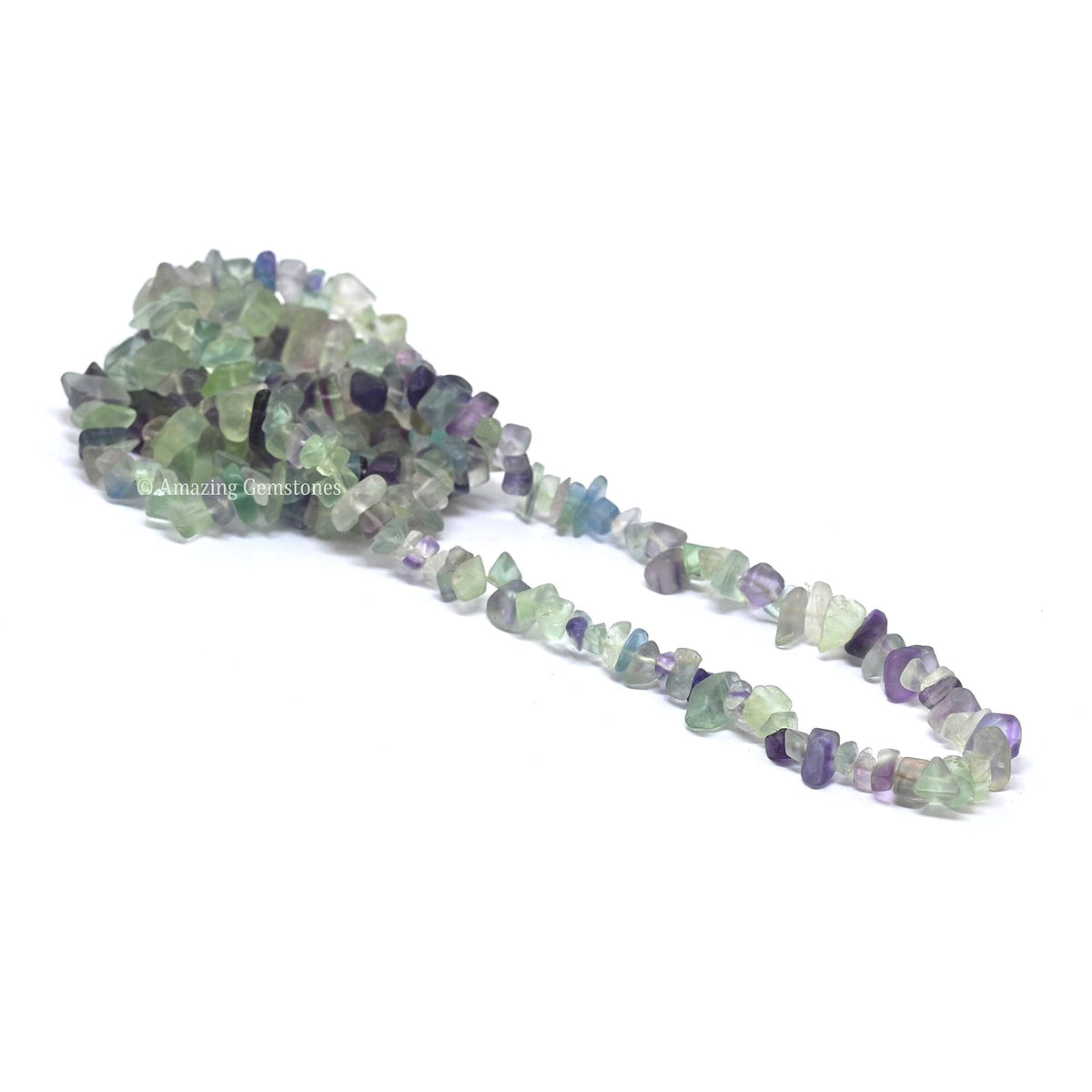 Multi Fluorite Pre Drilled Natural Crystals Crushed Chips Beads for Jewelry Making, DIY Handmade Healing Crystals (25 Inch Strand)