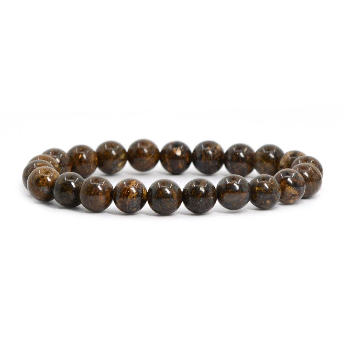 Justinstones Natural Bronzite Gemstone 8mm Round Beads Stretch Bracelet 7 Inch Unisex