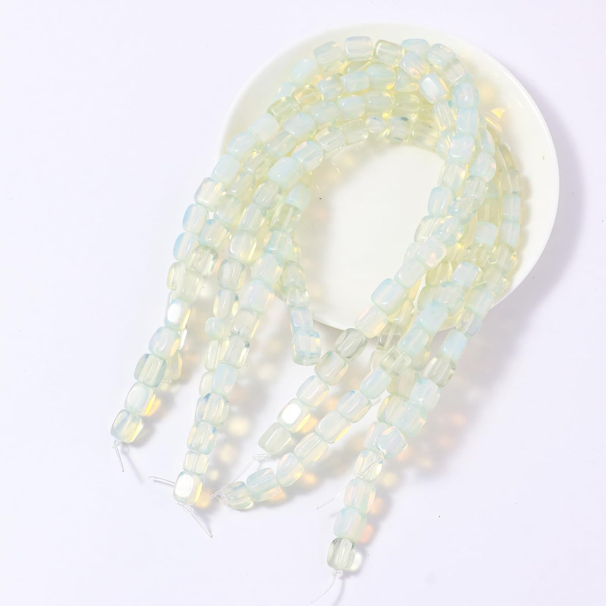 Natural Large White Opal Cube Stone Beads 8x11mm 38cm/str Loose Semi Gemstone Stone Square Beads for Making Bracelets Necklace