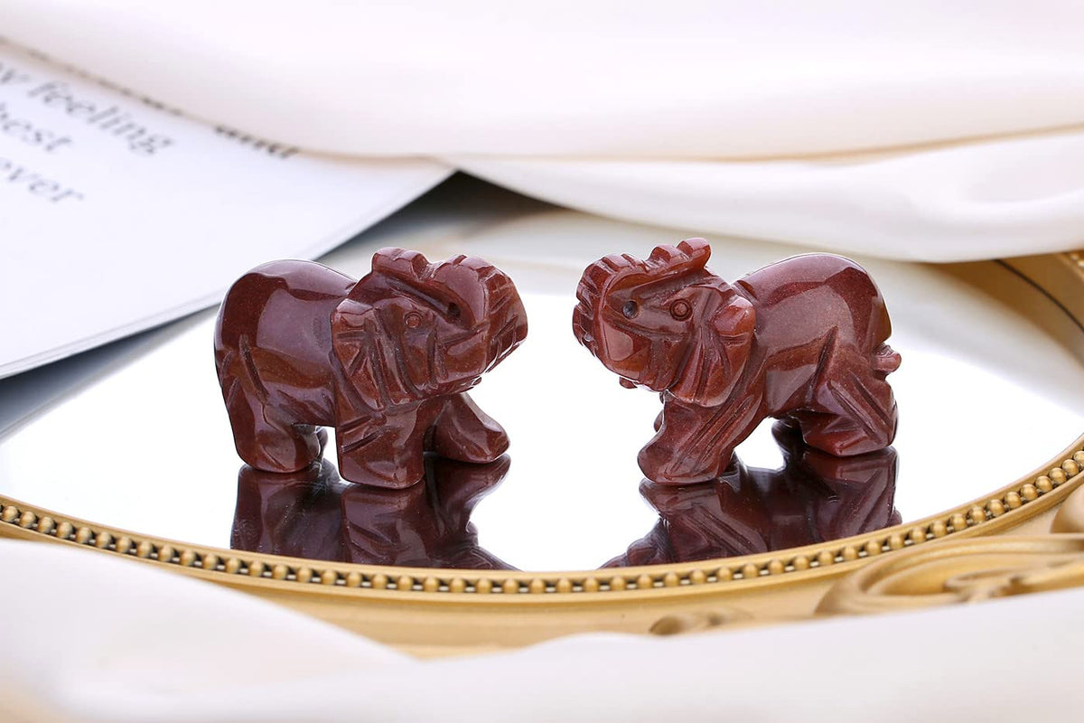 QINJIEJIE Crystals Elephant Decor Cherry Quartz Cute Desk Stones Statue Polished Natural Gemstones Luck Decoration Home Room Office Pocket Figurine Meditation Spiritual Gem Gift for Women