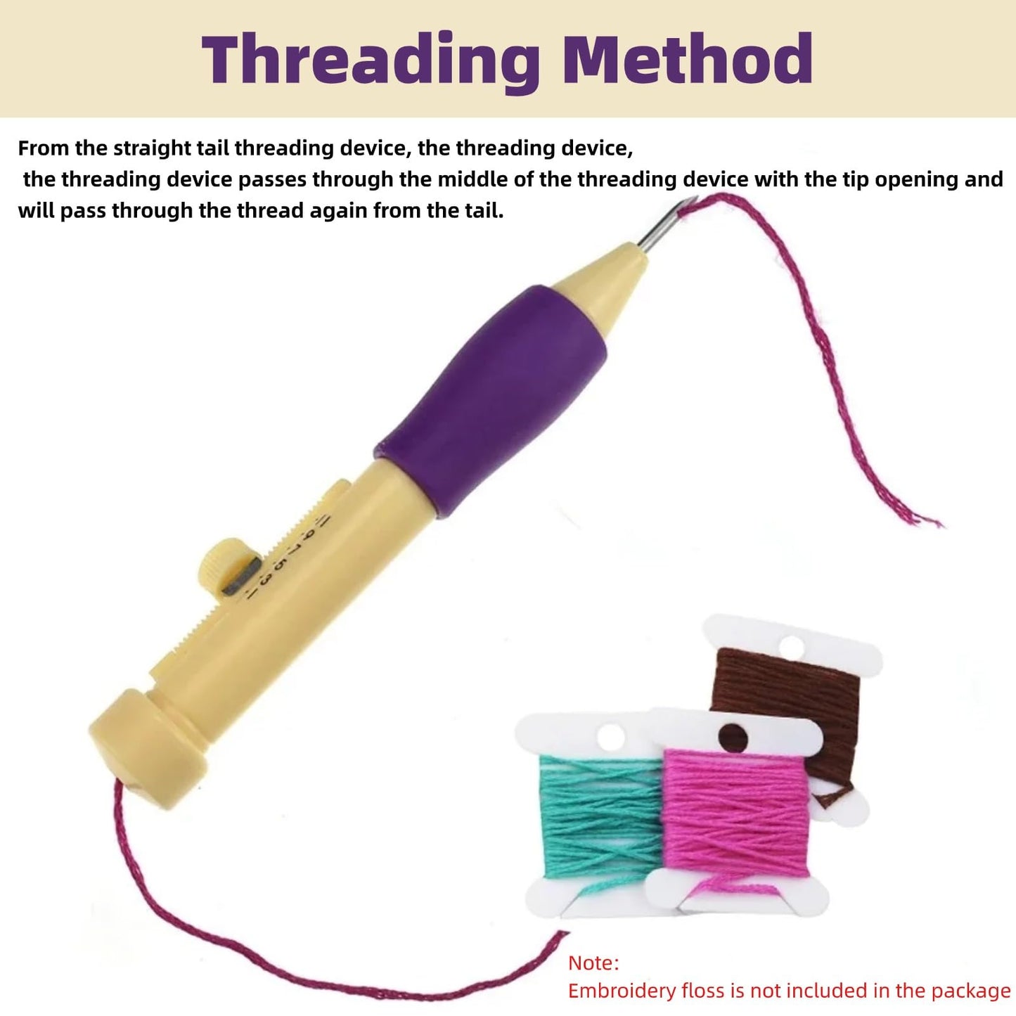 Punch Needle Embroidery Set Embroidery Needle Punch with 3 Sizes Needle Pen Kit Tool for DIY Craft for DIY Threaders Sewing Knitting for Mother(Yellow +)