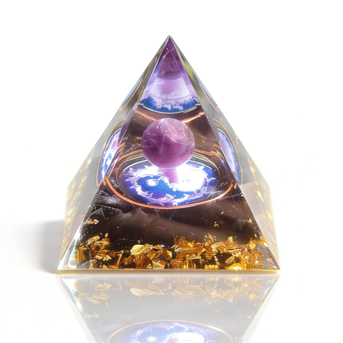 Crystal Column Orgonite Pyramid, Positive Energy Obsidian&Lapis Lazuli Orgone Crystal Healing Pyramid, for Reduce Stress, Balance Chakra, Meditation, Attract Luck, Accumulate Wealth&Health (Purple)