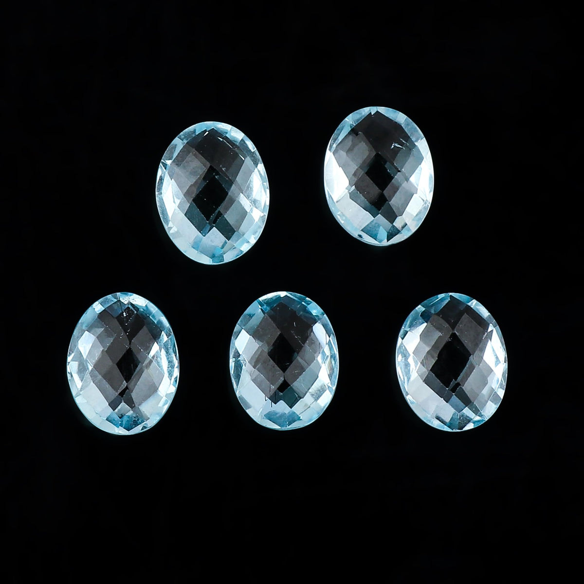 CRYSTALIS 5pcs Natural Blue Topaz, Briolette-Cut, Loose Gemstone Wholesale Bulk Cabochons Jewelry Making Supply, Chakra Healing Polished Stones, Wire Wrapping, DIY, Gem Collection, 9x7mm