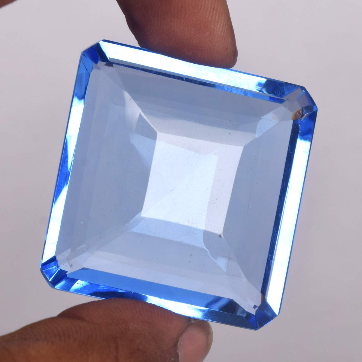 GEMHUB 123.35 Ct Brazilian Blue Topaz Square Shape Blue Topaz, Blue Topaz Loose Gemstone for Jewlery Making