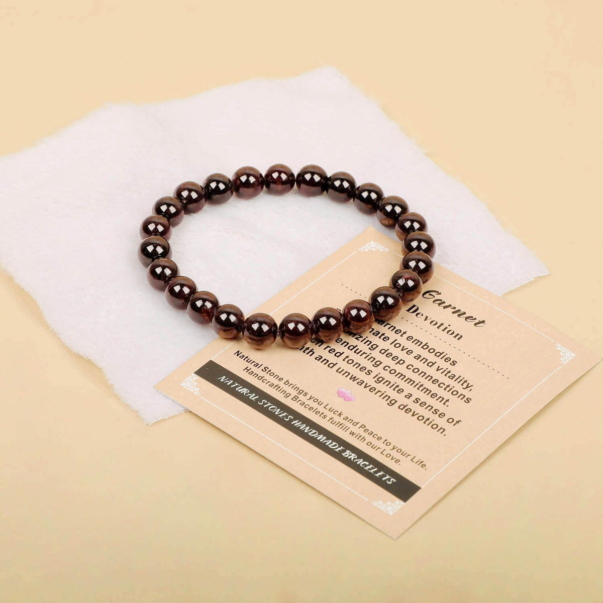 AD Beads Handmade Gemstone Stretch Elastic Bracelet Crystal Healing Reiki Nature's Beauty and Spiritual Essence Unisex (6mm, Garnet (Devotion))
