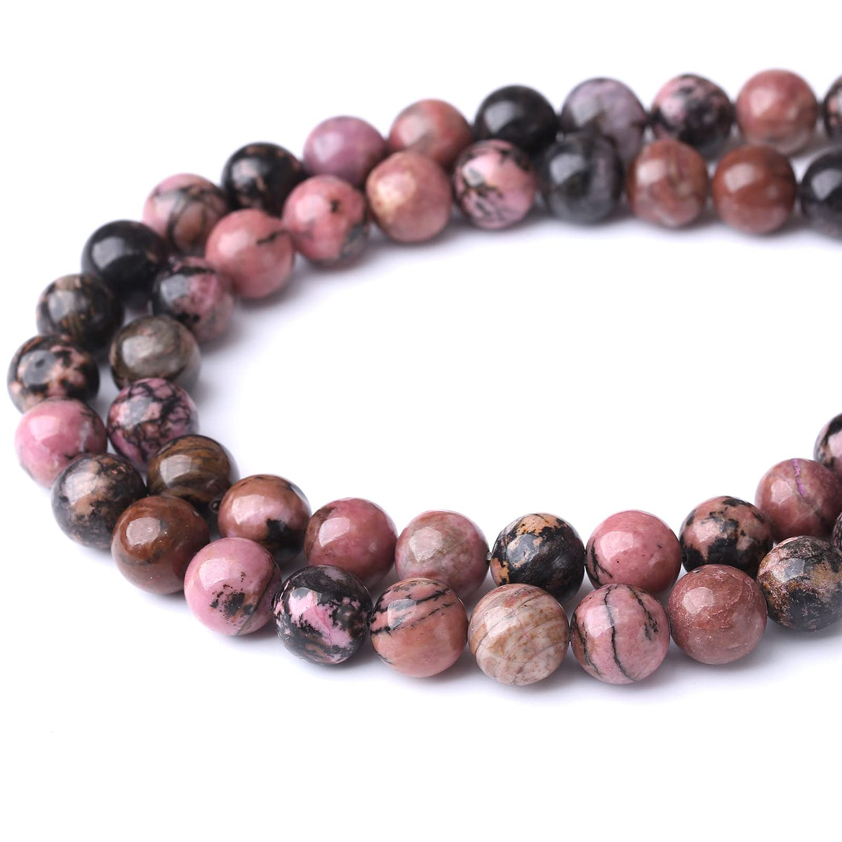 32PCS 12MM Natural Black Line Rhodochrosite Stone Beads Energy Healing Beads for DIY Jewelry Bracelet Necklace Making for Jewelry Making15Inch