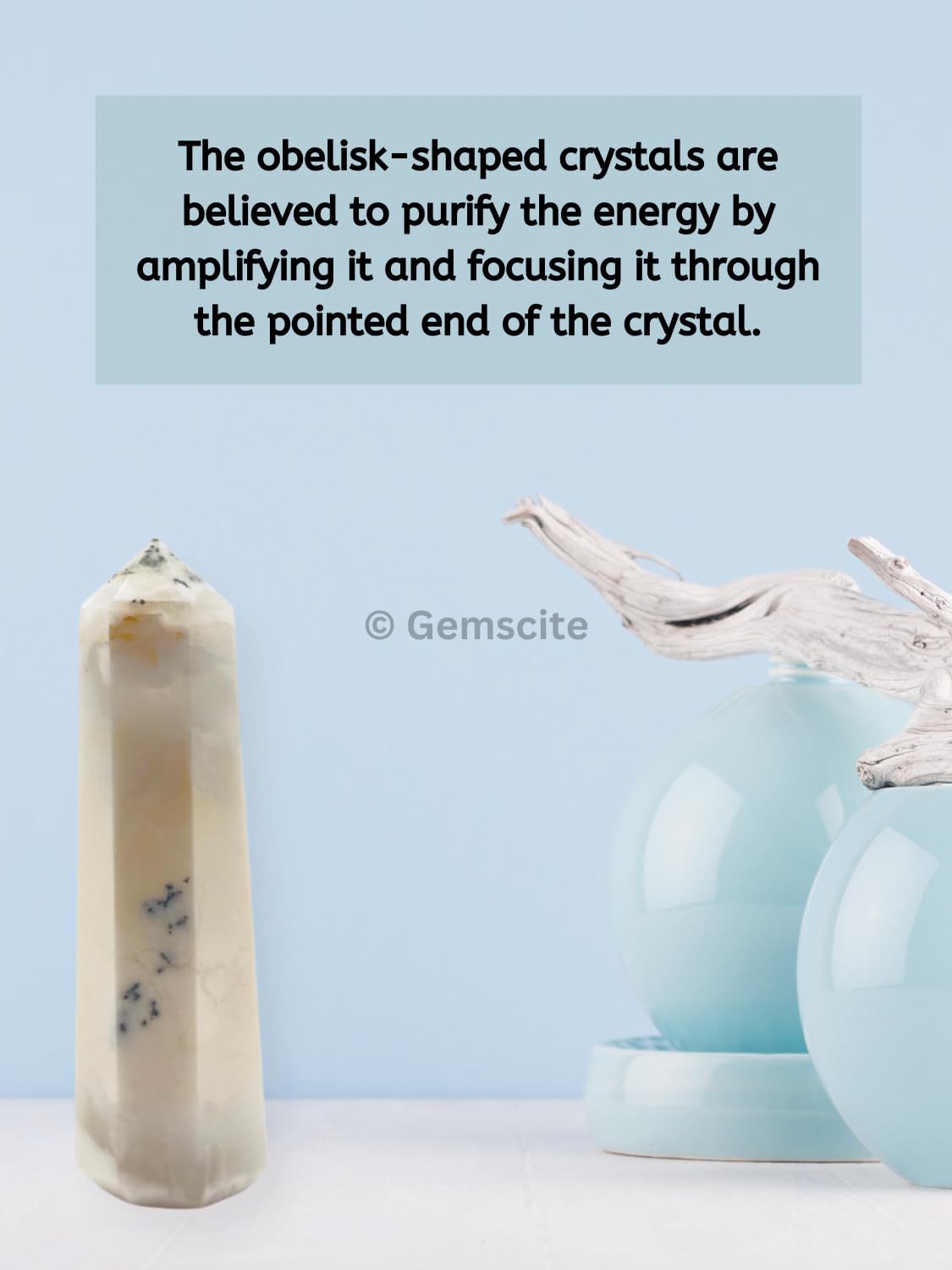 WholesaleGemShop 3 Inch (70 mm) Gemstones Dendrite Opal Obelisk Tower Jumbo Facet Aura Rock Crystal Natural Polished Earth Wand Spirit