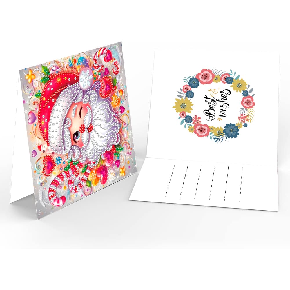 YGbaby 12 Packs DIY 5D Diamond Painting Christmas Cards Kits for Adults - Crystal Box Snowman Diamond Art Greeting Cards - Merry Christmas Gem Art Gifts for Xmas Family and Friends