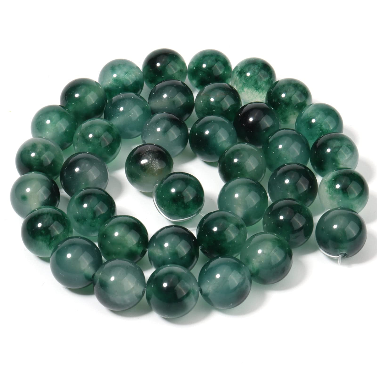 60pcs 6mm Natural Stone Beads Green Chalcedony Beads Energy Crystal Healing Power Gemstone for Jewelry Making, DIY Bracelet Necklace